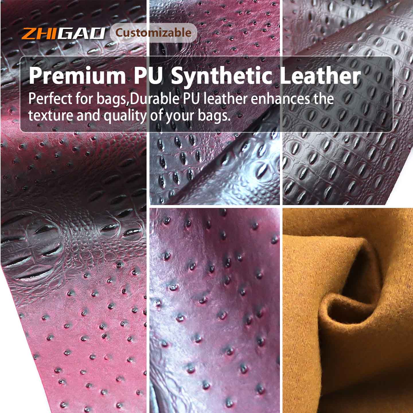 Zhigao Leather Factory frigiver nyt premium strudsemønster PU-læder til taskefremstilling Zhigao Leather Factory frigiver nyt premium strudsemønster PU-læder til taskefremstilling